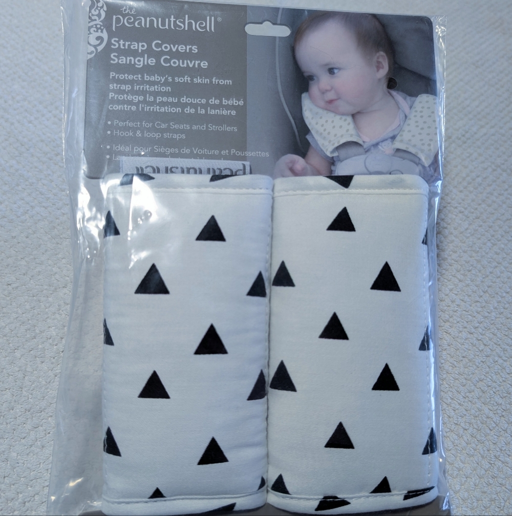 The Peanut Shell Strap Covers Car Seat Stroller - Black/White